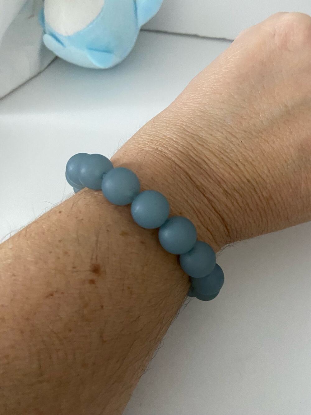 handmade light blue bead bracelet